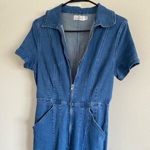 Denim flare leg jumpsuit